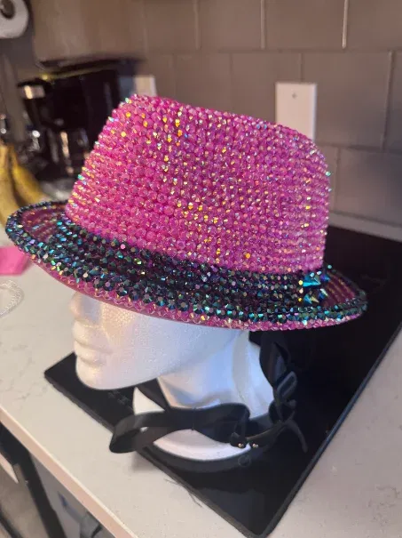 Pink rhinestone fashion accessory made with high-shine embellishments